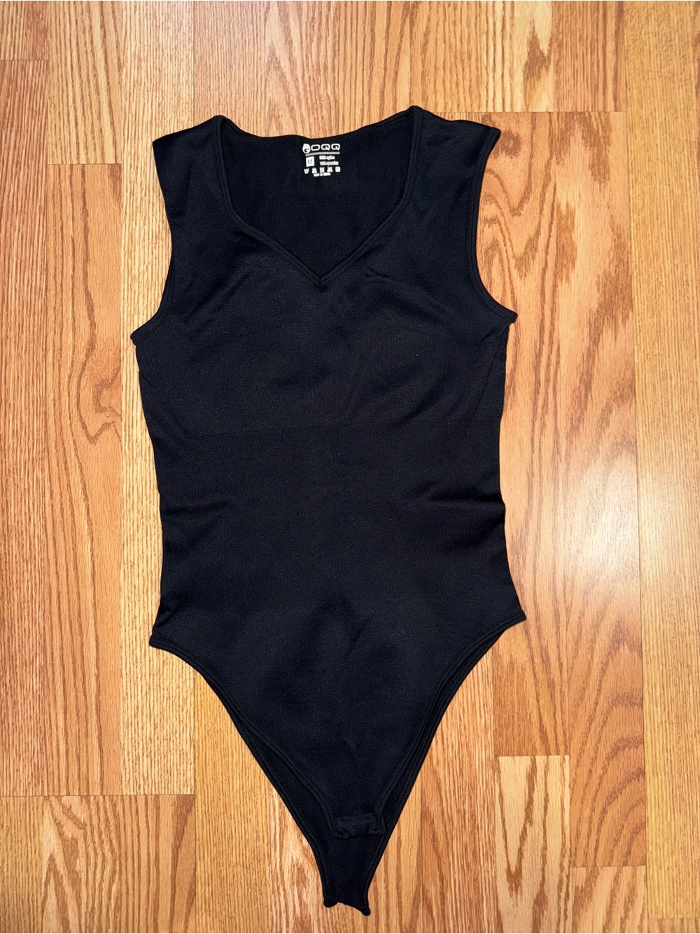 Black V-Neck Tummy Control Bodysuit